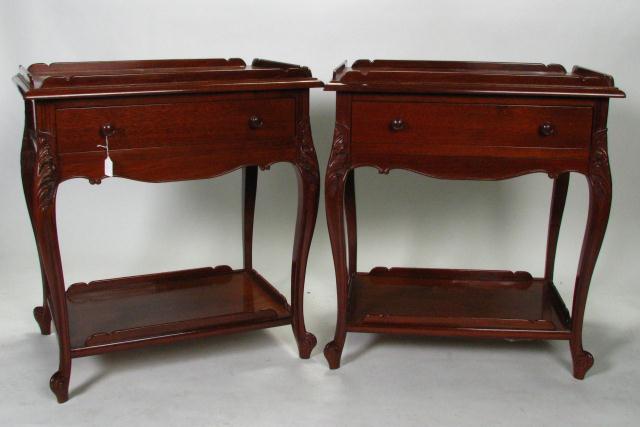 Appraisal: Pair of Vintage Style Mahogany Tables each with one drawer