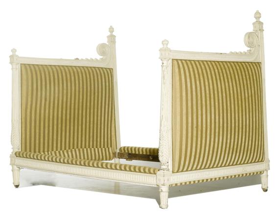 Appraisal: BED Louis XVI style France Carved beech painted in white