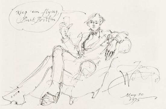 Appraisal: Tom WOLFE American b Self-portrait ink on paper x inches