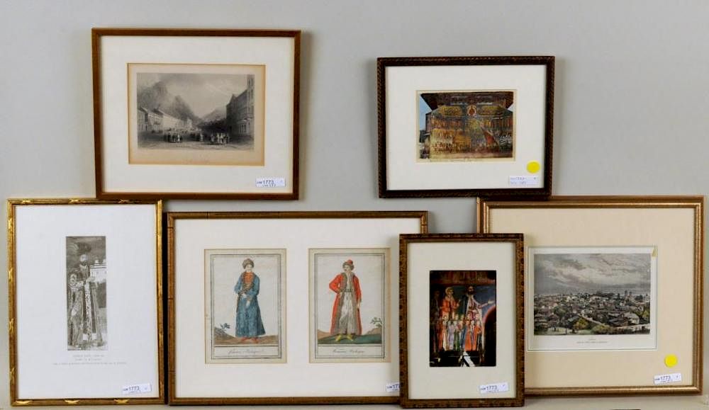 Appraisal: Group Six Framed Prints Romanian Interest Group of six framed