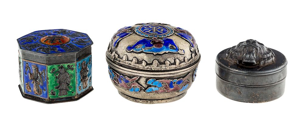 Appraisal: A GROUP OF THREE MINIATURE CHINESE BOXES TH CENTURY A