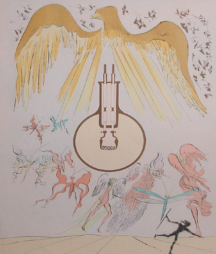 Appraisal: Light Bulb with Eagle Dali Salvador Spanish - Hand colored