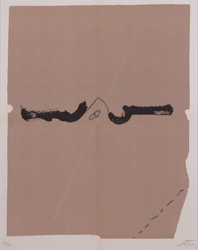 Appraisal: Untitled lithograph printed in colors on Paper Tapies Antoni x