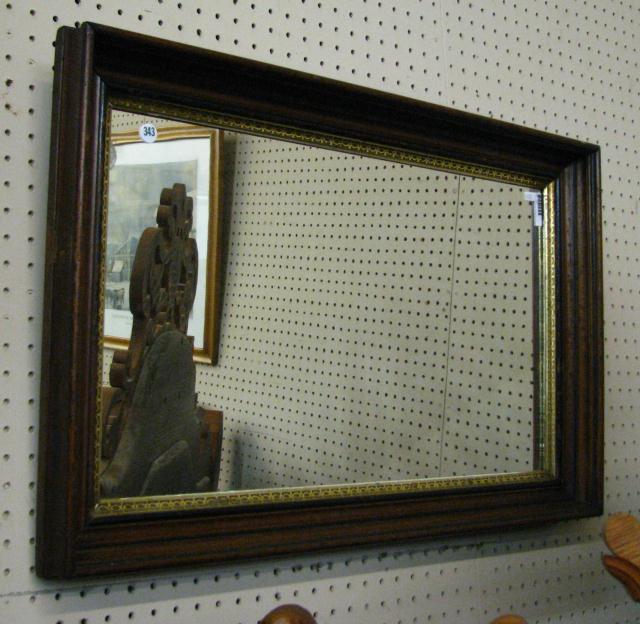 Appraisal: Antique Victorian wall mirror walnut frame with gold fillet ''