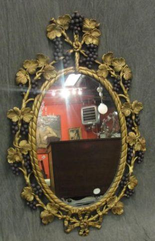 Appraisal: Oval Gilt Mirror with Vine Trim From an East th