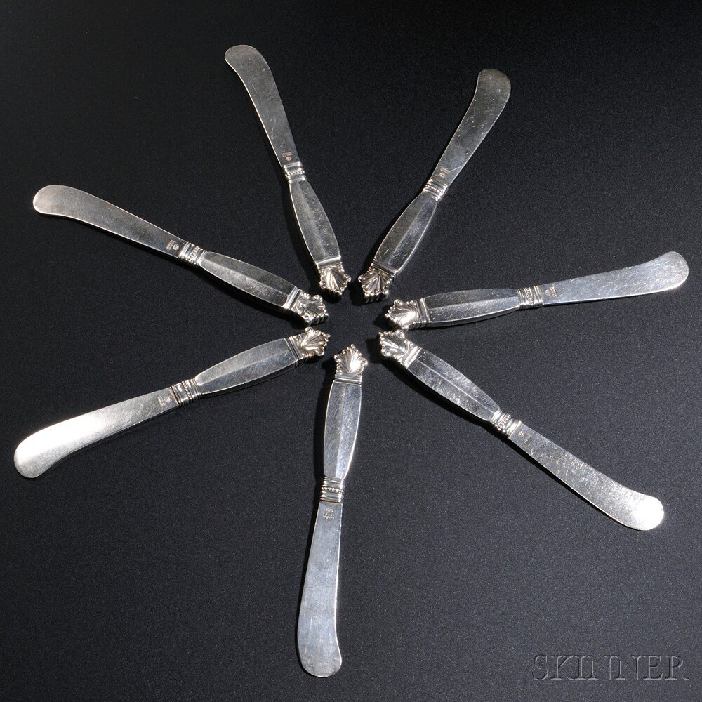 Appraisal: Seven Georg Jensen Acanthus Pattern Butter Knives Sterling silver Denmark