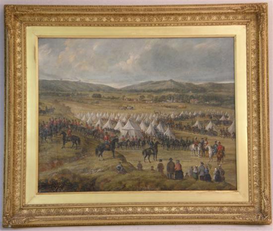 Appraisal: Pewsey military encampment th century English School oil on canvas