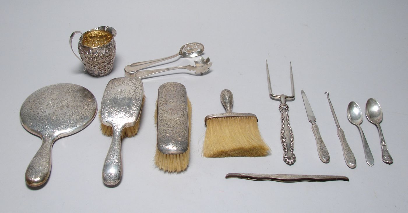 Appraisal: EIGHT-PIECE GORHAM STERLING SILVER DRESSER SET With engraved scroll and