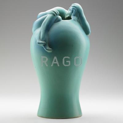 Appraisal: VAN BRIGGLE Larger Despondency vase in indigo over light blue