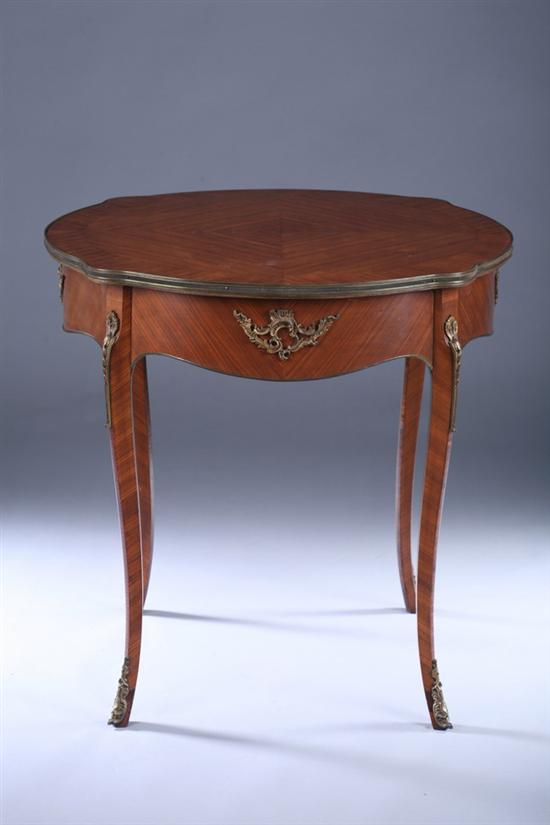 Appraisal: LOUIS XV STYLE INLAID KINGWOOD SIDE TABLE th century with