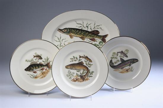 Appraisal: SEVEN-PIECE ROSENTHAL PORCELAIN FISH SERVICE Rosenthal and West Germany marks