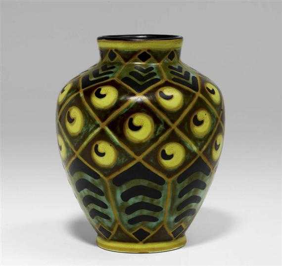 Appraisal: CATTEAU CHARLES - VASE Keramis circa Glazed fa ence Decoration