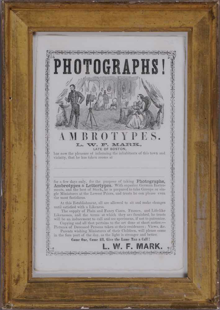 Appraisal: ADVERTISEMENT L W F MARKS ''LATE OF BOSTON'' Soliciting patrons