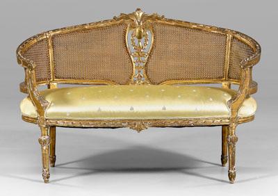 Appraisal: Louis XVI style loveseat carved and gilt beech frame with