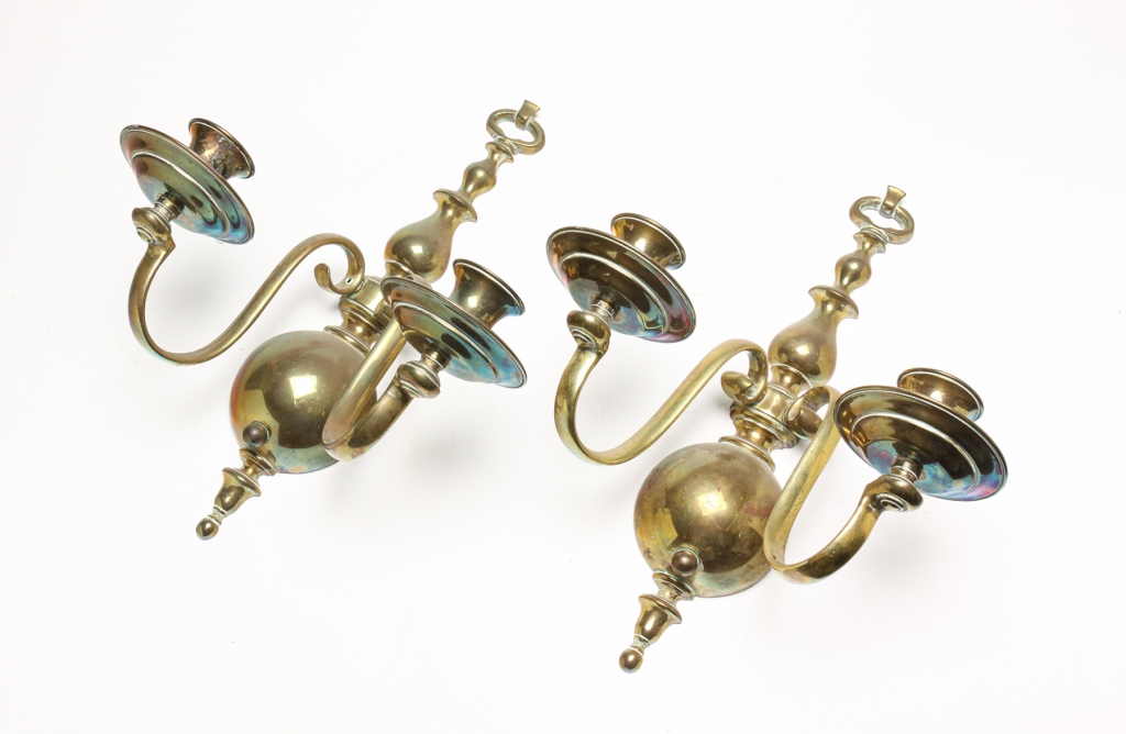 Appraisal: Twentieth century Two candlestick sconces h w