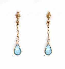 Appraisal: A pair of ct gold blue stone drop earrings length