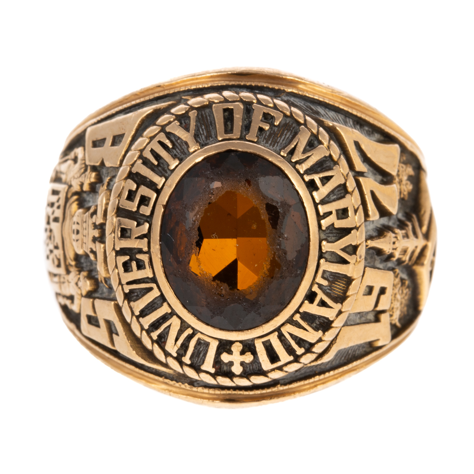 Appraisal: A UNIVERSITY OF MARYLAND SCHOOL RING K yellow gold school