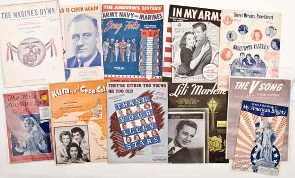 Appraisal: US WWII Sheet Music Assorted Titles Lot of Ten Titles