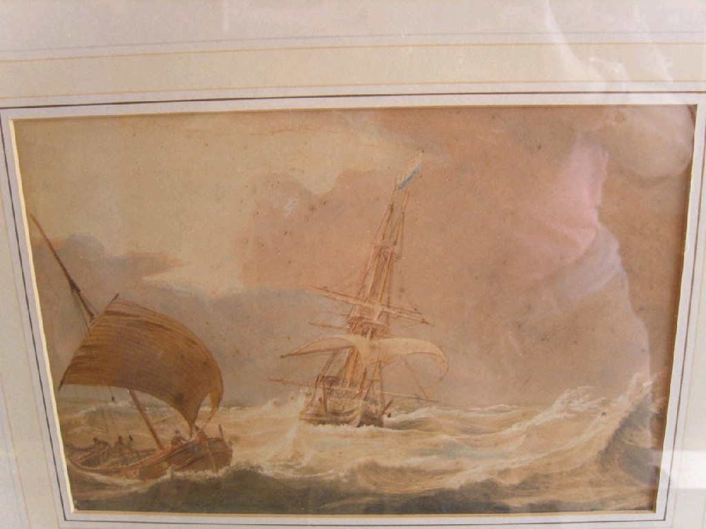 Appraisal: A th century watercolour of a -mast sailing ship and