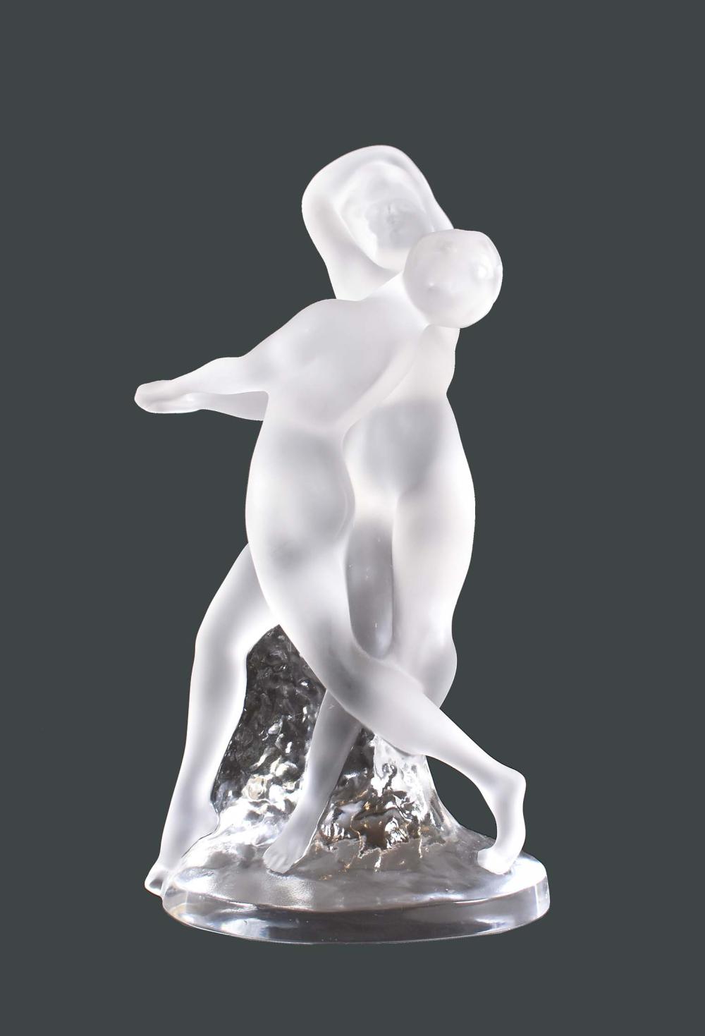 Appraisal: LALIQUE DANCERS GROUPEtched signature Lalique France The two female nudes