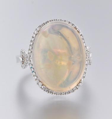 Appraisal: A Ladies' Water Opal and Diamond Ring k white gold