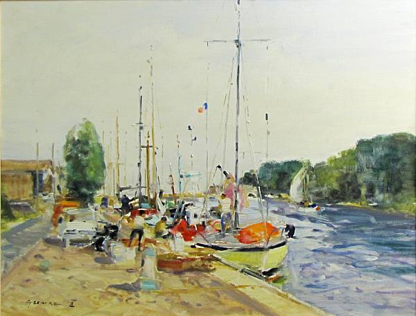 Appraisal: Gaston S bire French - Bateaux signed 'G Sebire I'