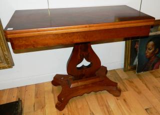 Appraisal: American Empire Console Card Table in Mahogany ca flip top