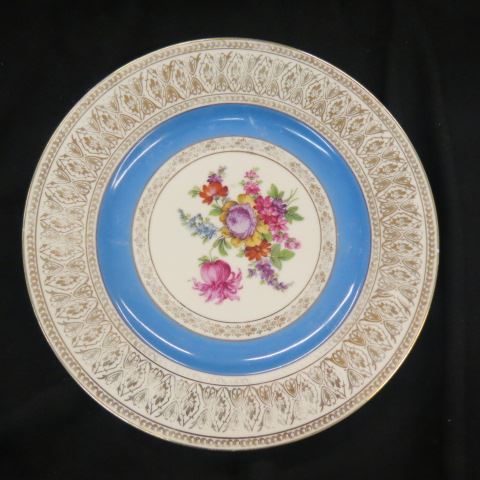 Appraisal: Fine Porcelain Service Plates by Pirkin Hammer Czechoslovakia floral bouquet