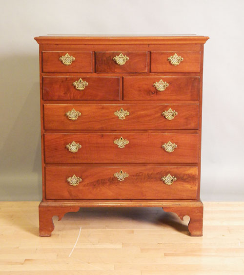 Appraisal: Pennsylvania Chippendale walnut semi tall chest ca h w