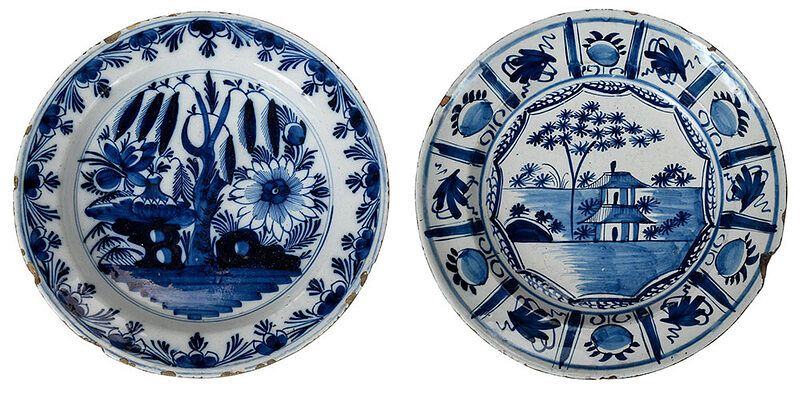 Appraisal: Two Blue and White Delftware Chargers possibly late th early