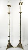 Appraisal: FLOOR LAMPS - Monumental pair of gilded bronze and champleve