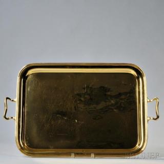 Appraisal: George V Sterling Silver-gilt Tray Birmingham - Adie Brothers Ltd