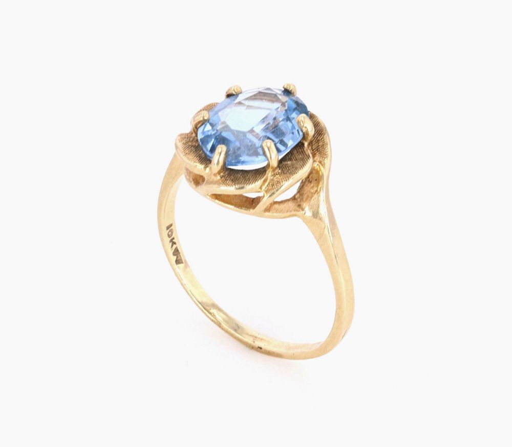 Appraisal: 's Art Deco Blue Amethyst k Yellow Gold Ring Featured