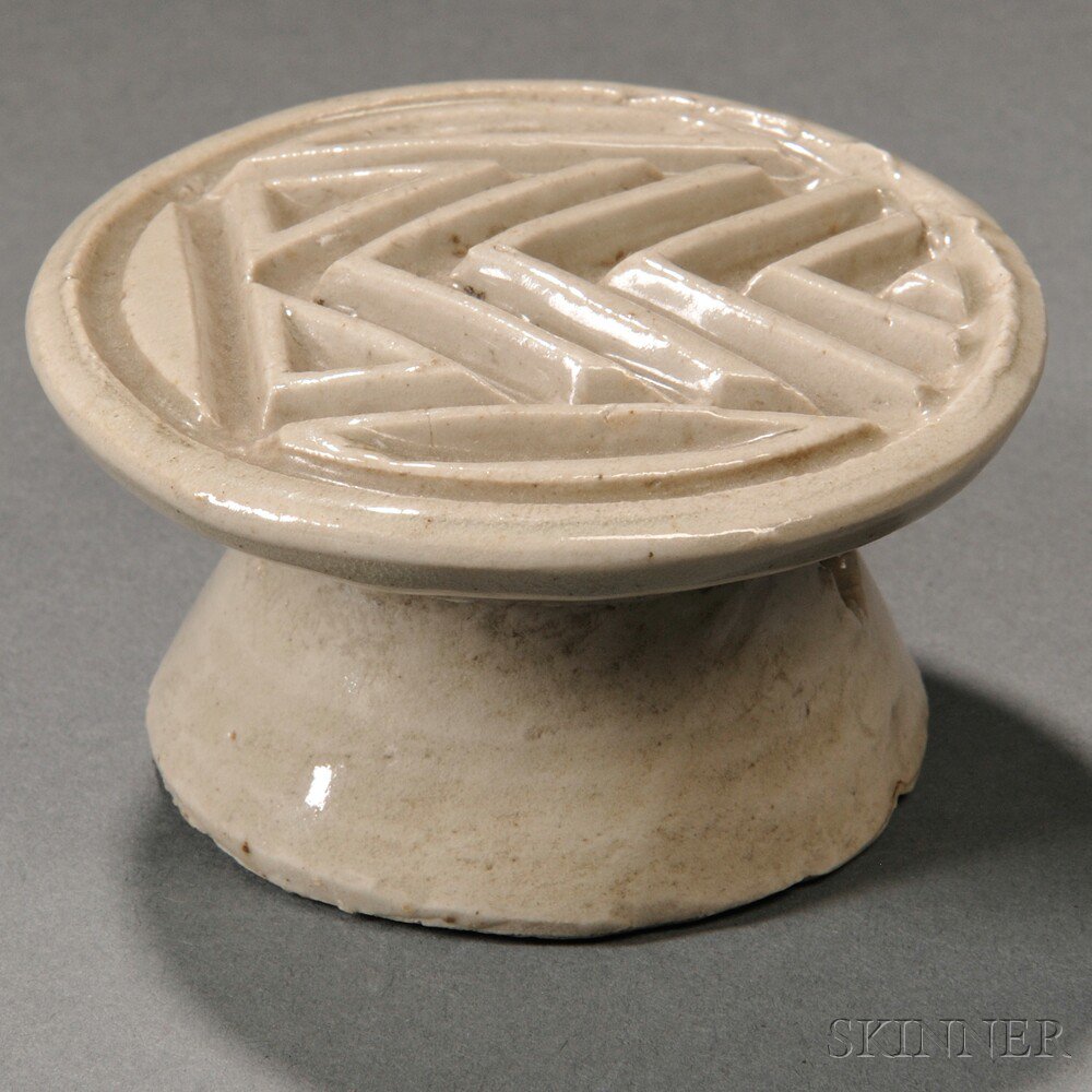 Appraisal: White Porcelain Rice Cake Stamp Korea th century or later