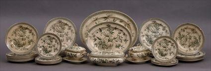 Appraisal: HALL READ GREEN TRANSFER-PRINTED IRONSTONE 'ALASKA' PATTERN PART DINNER SERVICE