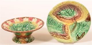 Appraisal: Two Pieces of Majolica Pottery Two Pieces of Majolica Polychrome