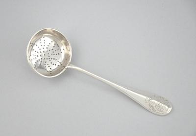 Appraisal: A Russian Silver Strainer Ladle Moscow ca Deep oval bowl