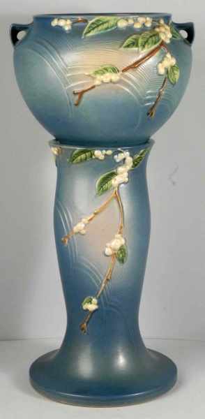 Appraisal: Roseville Blue Jardiniere with White Flowers Description Color is excellent