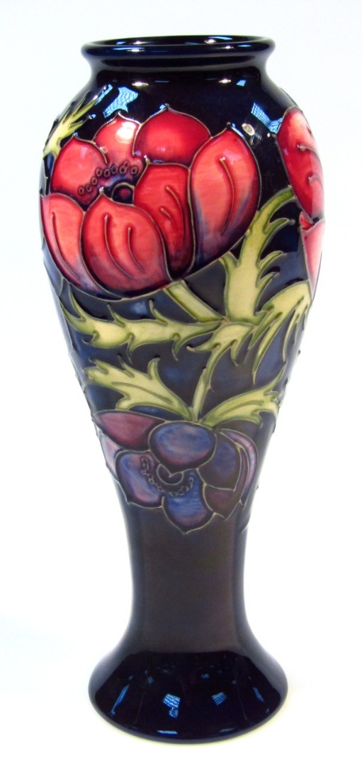 Appraisal: A modern Moorcroft pottery Anemone pattern vase of inverted circular