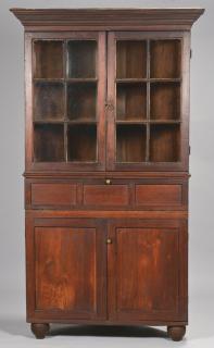 Appraisal: Virginia Fall Front Corner Cupboard Virginia corner cupboard with unusual