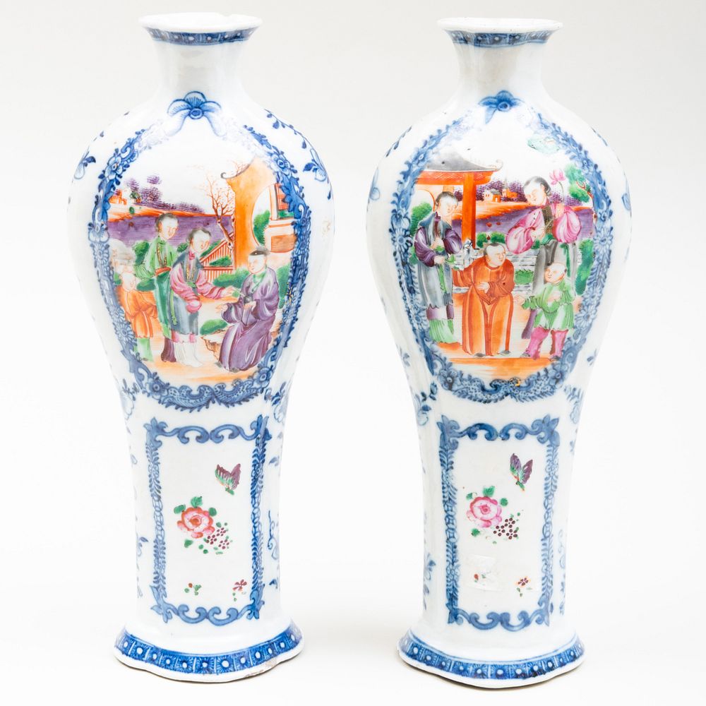 Appraisal: Pair of Chinese Export Mandarin Palette Porcelain Vases x x