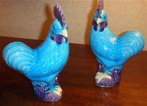 Appraisal: SET OF TWO CERAMIC ROOSTERS h in Provenance ANTIQUE CONTEMPORARY