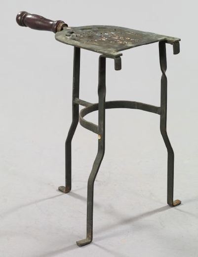 Appraisal: Georgian Pierced Brass and Wrought-Iron Hearthside Kettle Stand first quarter