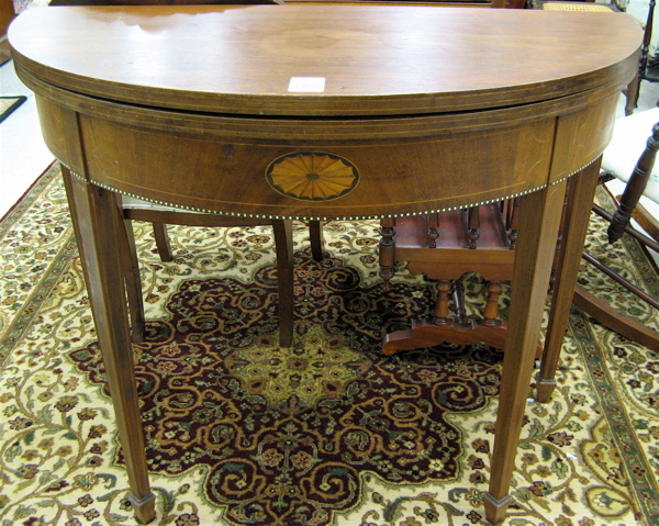 Appraisal: FEDERAL MAHOGANY DEMILUNE CARD TABLE American th century having a