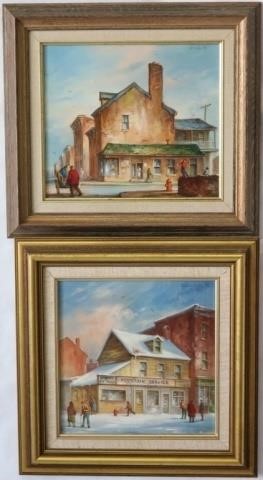 Appraisal: MELVIN MILLER - BALTIMORE TWO FRAMEDOIL PAINTINGS ON CANVAS CITYSCAPES