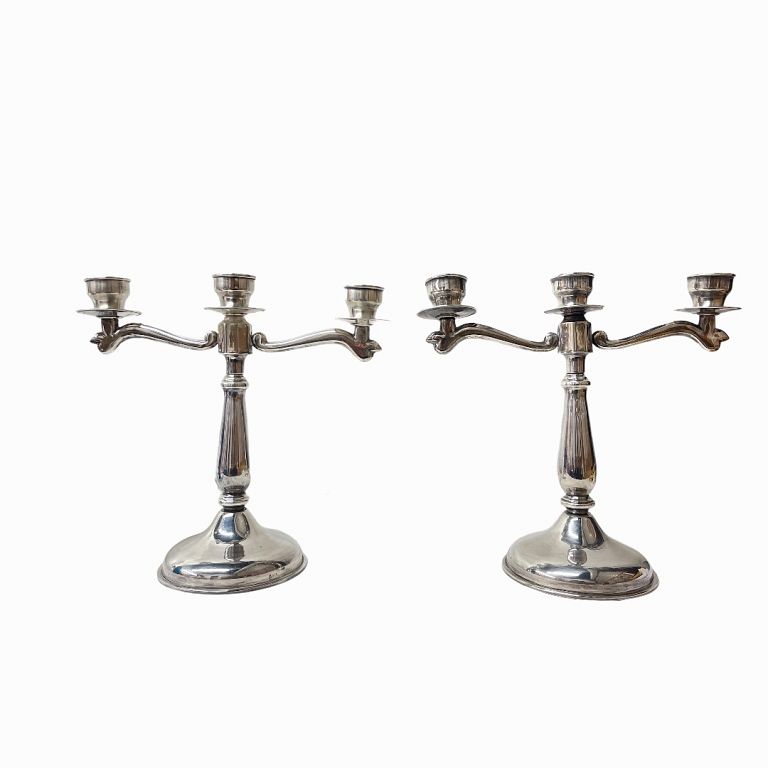 Appraisal: Pair of Sterling Silver Candelabras Pair of Sterling Silver Candelabras