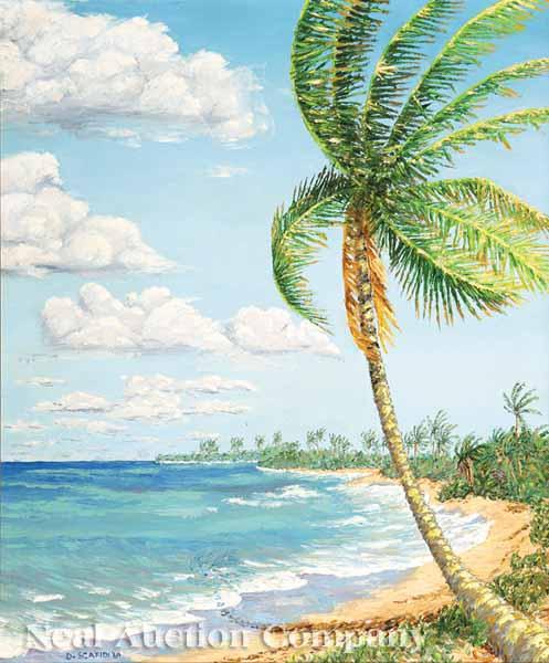 Appraisal: Donald Scafidi Louisiana th c Beach Scene oil on canvas