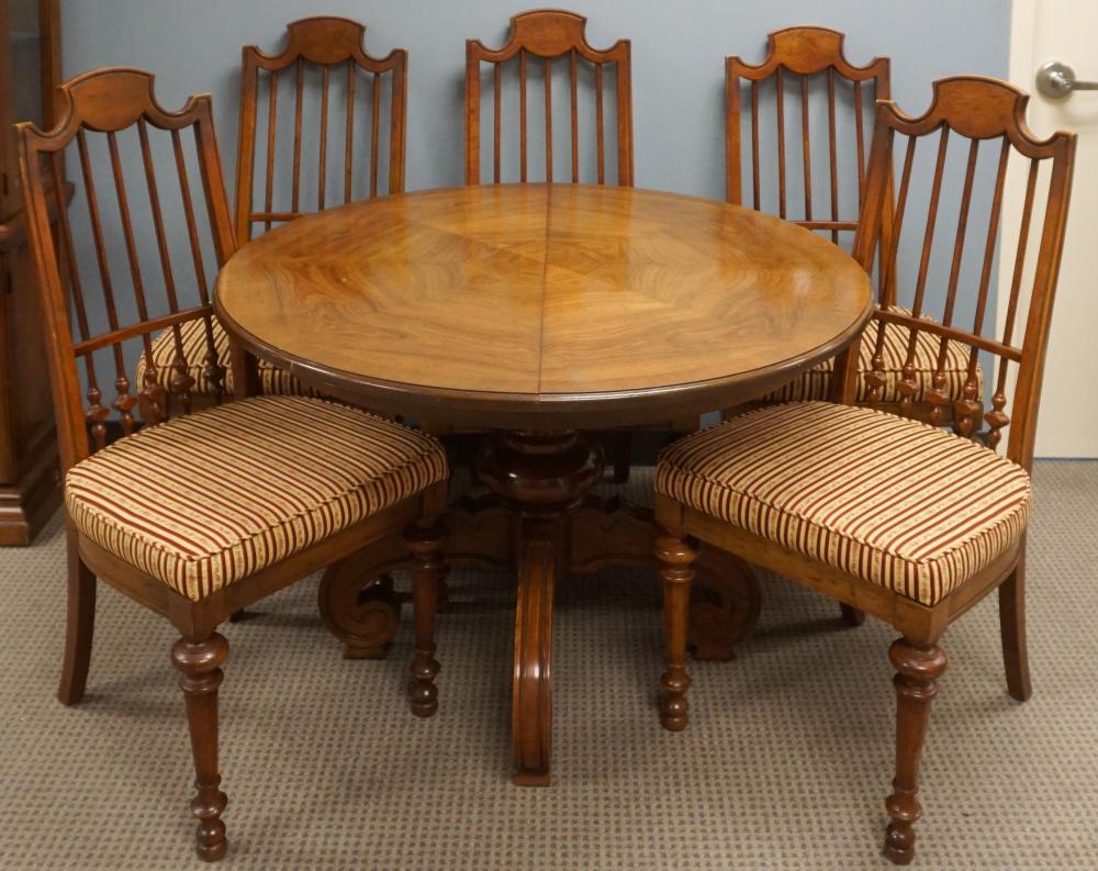 Appraisal: NEOCLASSICAL STYLE FRUITWOOD ROUND EXTENSION DINING TABLE WITH TWO LEAVES