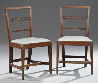 Appraisal: Pair of English Arts and Crafts Carved Walnut Side Chairs