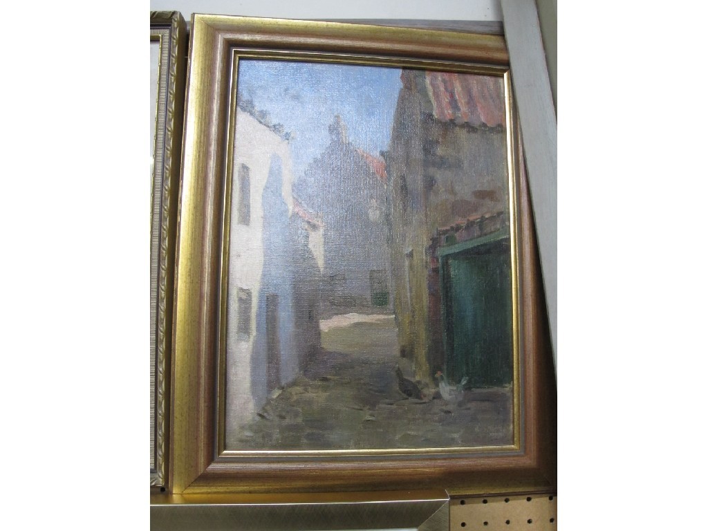 Appraisal: ELIZA S HUSBAND Oil on board 'A Sunny Corner'